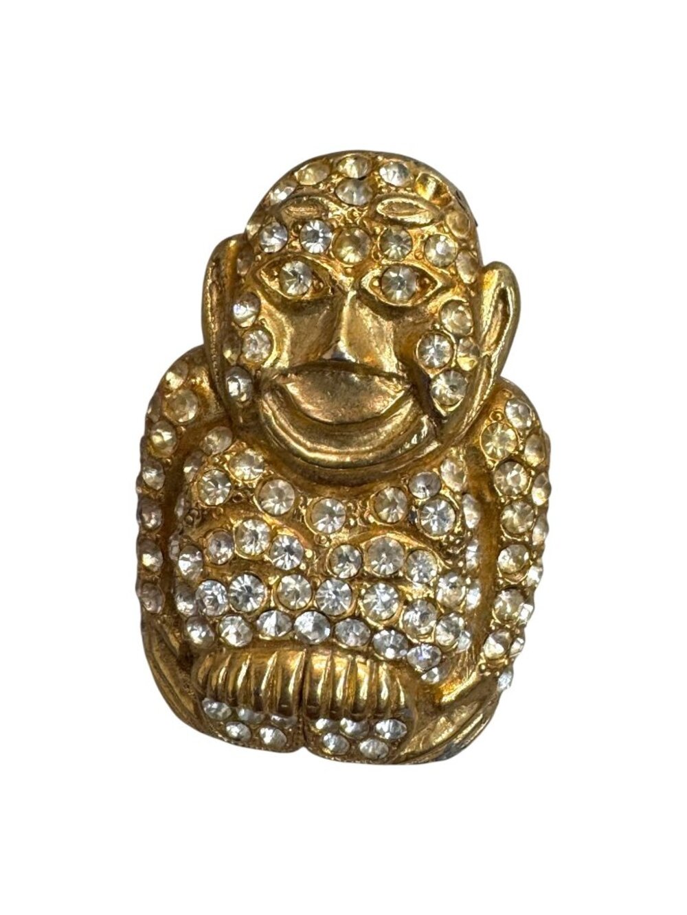 Vintage ORA Rhinestone Royal Order Jesters Brooch Pin Gold Tone Rhinestone READ